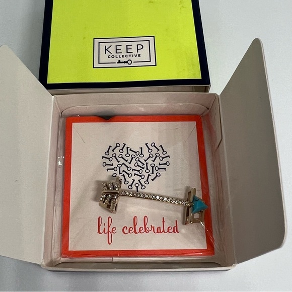 Keep Collective Large Pave Arrow Slider Charm - Turquoise & Gold - New In Box - Picture 4 of 4